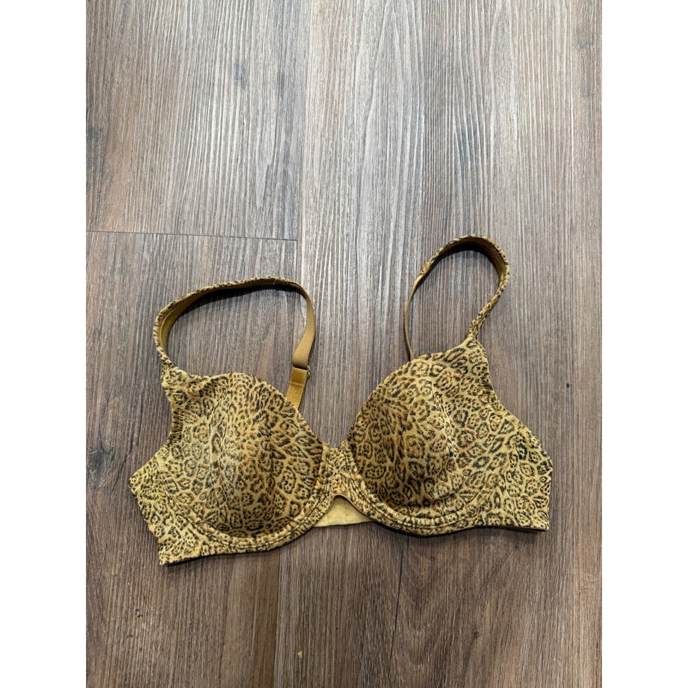 Victorias Secret Leopard Print Metallic Gold Underwire Bra 36A Animal Print